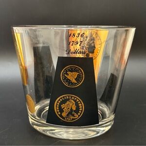 Vintage Mid Century Modern CERA Glass 22K Gold Coins of the World Ice Bucket
